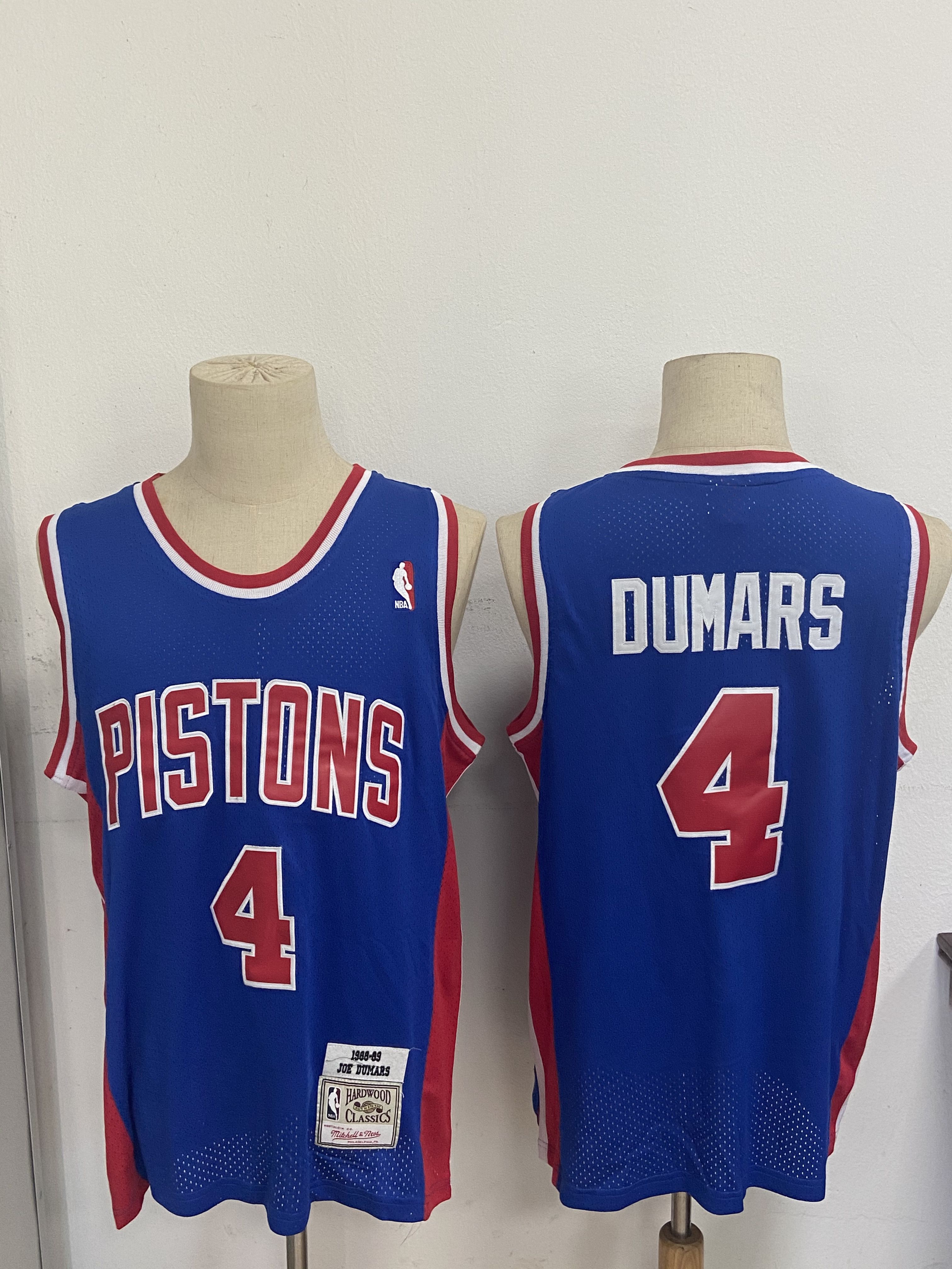 Men Detroit Pistons 4 Dumars Blue Throwback NBA Jerseys